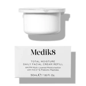 Medik8 Total Moisture Daily Facial Cream comes in a refill to reduce environmental impacts and save you money