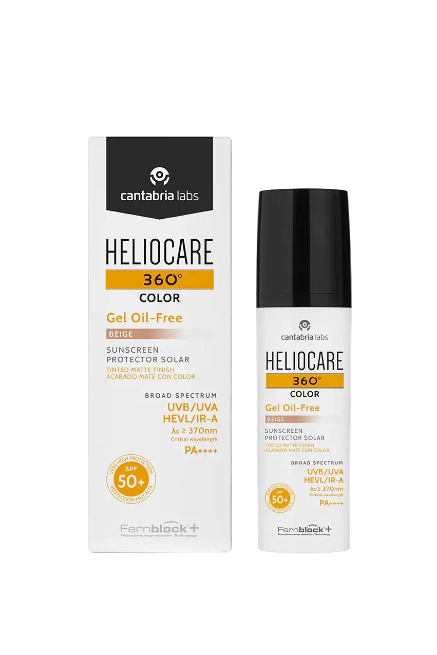 Heliocare 360 Color Gel Oil Free SPF50 provides UV protection and light foundation-like coverage