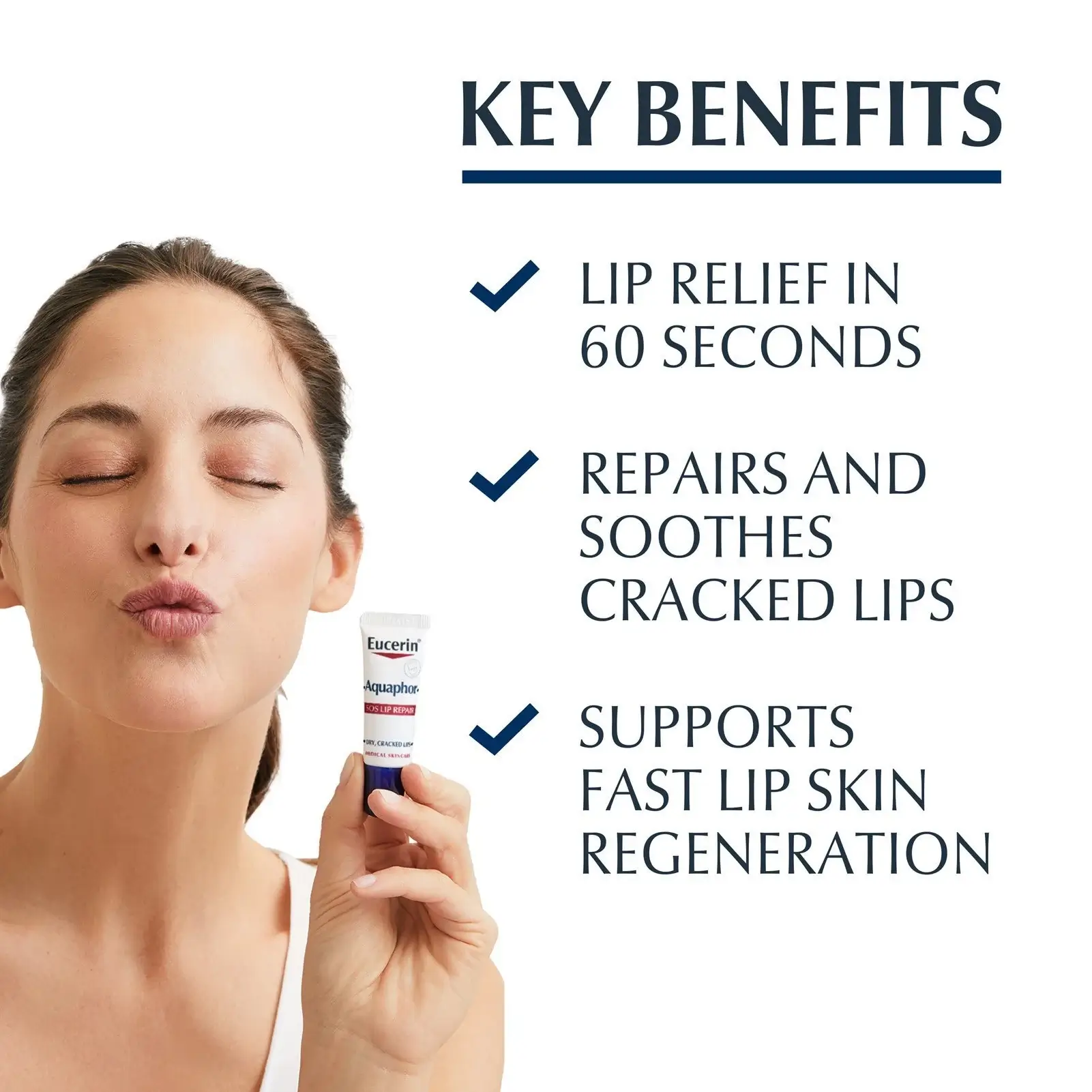 Aquaphor SOS Lip Balm is the go-to product for effective relief of dry, irritated and cracked lips