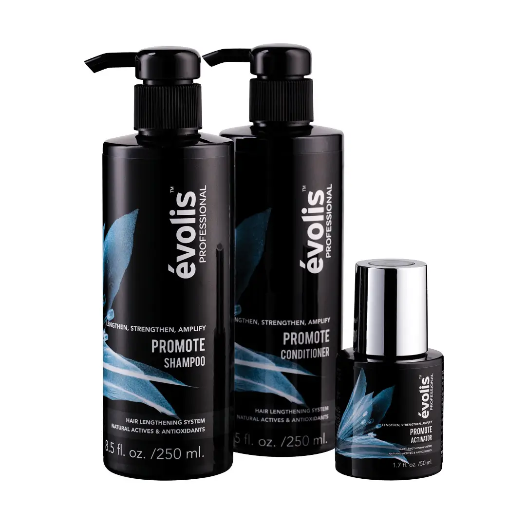 The Evolis Three Step System includes a shampoo, conditioner and activator to support hair growth